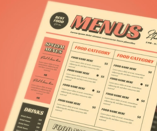 Vignette lien vers la page Food and drinks - les menus